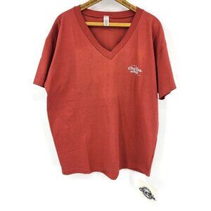 VTG 90s Deadstock Crazee Wear V Neck T-Shirt Mens XS Rust Gym Wear USA CCW